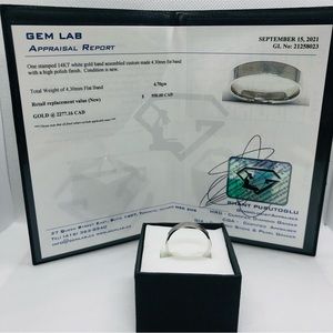 Solid Brand new 14K mens white gold, Solid Sleek and subtle mens ring.